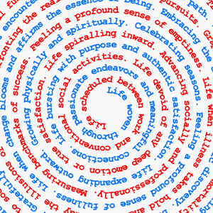 A poem, written as 2 opposing spirals.